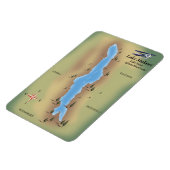 Malawimeer, reisposter kaart afdruk magneet (Linkerzijde)
