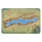 Malawimeer, reisposter kaart afdruk magneet (Horizontaal)