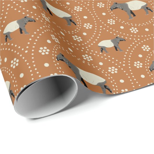 Malayan or Asian Tapir Orange Cadeaupapier (Rol Hoek)