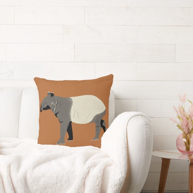 Malayan Tapir Animal Graphic Cinnamon Orange Kussen (Bank)