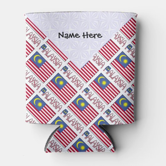 Malaysia and Malaysian Flag Tiled with Your Name Blikjeskoeler (Voorkant)