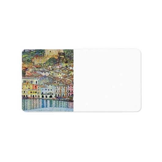 Malcena in de Gardasee door Gustav Klimt Etiket (Voorkant)