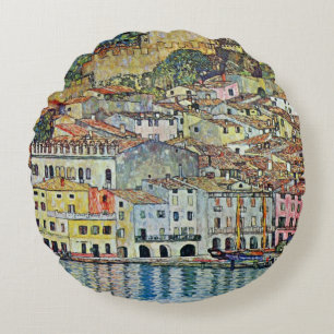 Malcesine aan het Gardameer door Gustav Klimt Rond Kussen