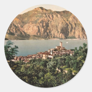 Malcesine, Garda, Meer van Italië,  Photochro Ronde Sticker