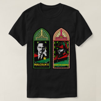 Malcolm X Marcus Garvey Pan-Afrikaans glas-in-lood T-shirt