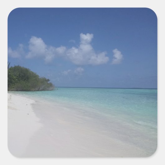 Maldiven Blue Sky Zee Sand Clouds Blank Sjabloon Vierkante Sticker (Voorkant)