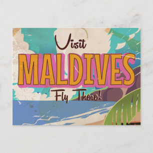 Maldiven eiland vintage reisposter kunst. briefkaart