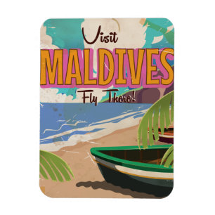Maldiven eiland vintage reisposter kunst. magneet
