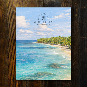 Maldiven Eilanden Addu City Waterverf Strand Briefkaart