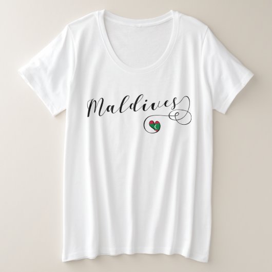 Maldiven Flag Heart, Maldiviaans Grote Maat T-shirt (Design voorkant)