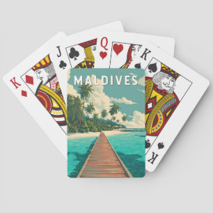 Maldiven Illustratie Reis Kunst Vintage Pokerkaarten