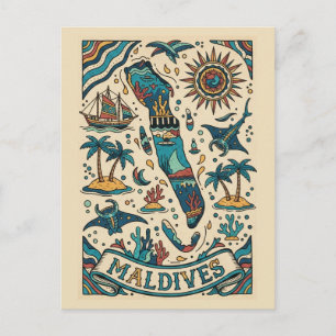 Maldiven Indische Oceaan Briefkaart