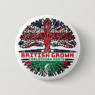 Maldiven Maldiviaans Brits Brits - Bergoldvlag Ronde Button 5,7 Cm