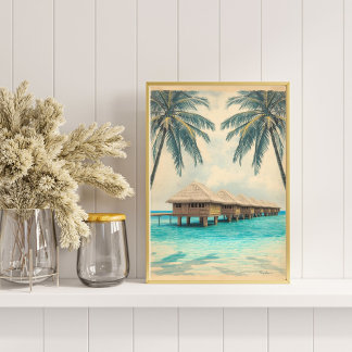 Maldiven Mirage – Retro Laguneparadijs Reizen Poster