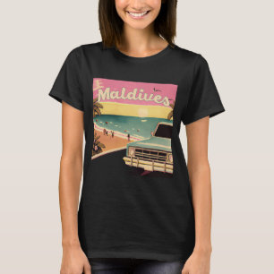 Maldiven Retro Beach Vacation Souvenir Maldives Su T-shirt