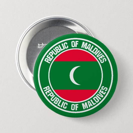 Maldiven Round Emblem Ronde Button 7,6 Cm (Voorkant /achterkant)