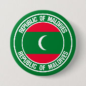 Maldiven Round Emblem Ronde Button 7,6 Cm (Voorkant)
