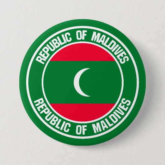 Maldiven Round Emblem Ronde Button 7,6 Cm (Voorkant)
