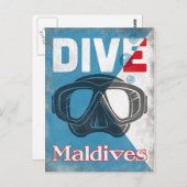 Maldiven scuba duikmasker briefkaart (Voorkant / Achterkant)