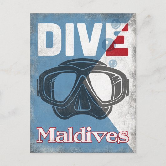 Maldiven scuba duikmasker briefkaart (Voorkant)
