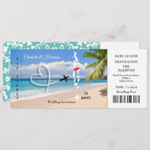 Maldiven Ticket Boarding Pass Wedding Destination Kaart