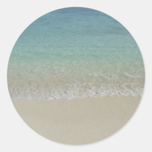 Maldiven Trendy Natuur Zee Zand Blanco Sjabloon Ronde Sticker