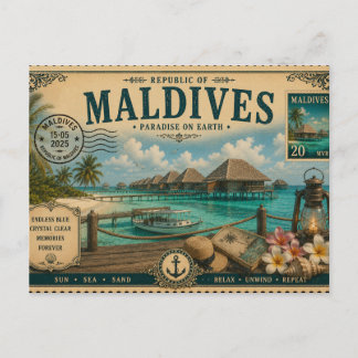 Maldiven Vakantie Souvenir uit het verleden Briefkaart