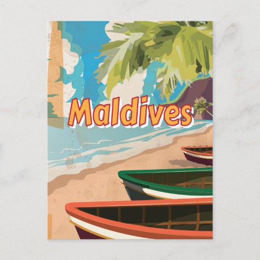 Maldiven Vintage-poster Briefkaart (Voorkant)