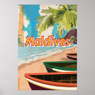 Maldiven Vintage-poster Poster