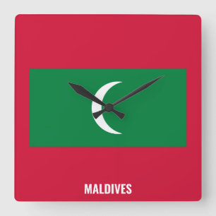Maldiven vlag Dazzling Patriotic Vierkante Klok