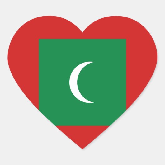 Maldiven Vlag Hart Sticker (Voorkant)