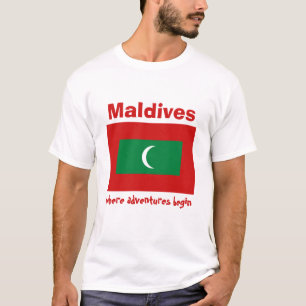Maldiven Vlag + Kaart + Tekst T-Shirt