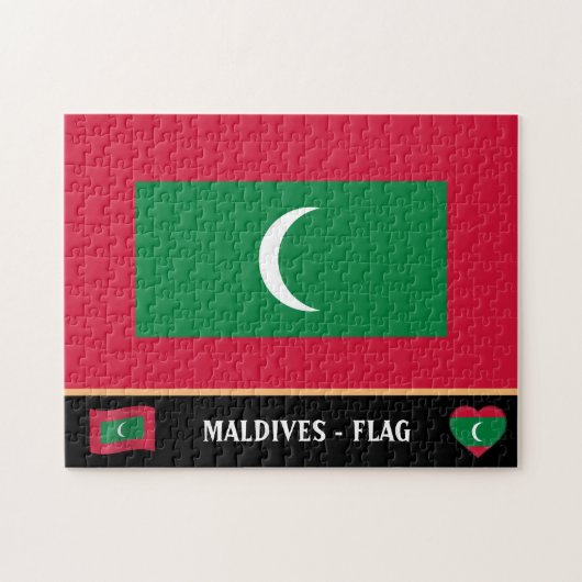 Maldiven Vlag & Maldiven Land/Malediven Legpuzzel (Horizontaal)