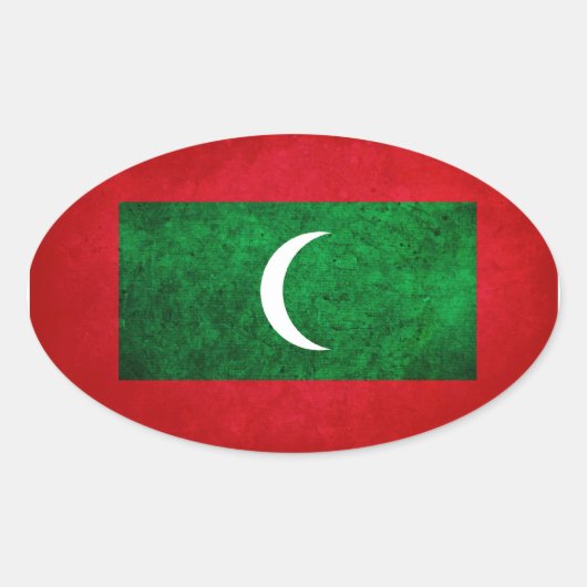 Maldiven vlag ovale sticker (Voorkant)