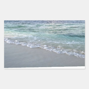 Maldiven Zee Waves Zand Natuur Blanco Sjabloon Rechthoekige Sticker