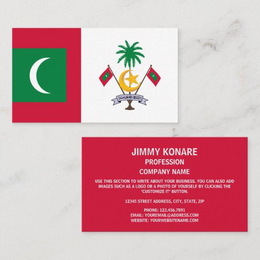 Maldivische Vlag & Embleem, Vlag van de Maldiven Visitekaartje (Voorkant / Achterkant)