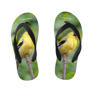Male American Goldfinch op de Bamboe Kinder Teenslippers