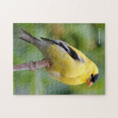 Male American Goldfinch op de Bamboe Legpuzzel (Horizontaal)