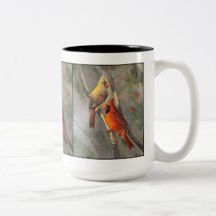 Male and Femme Cardinals fine art mug