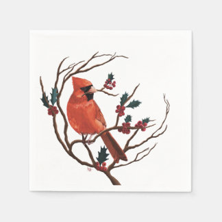 Male Cardinal Holiday Napkin Servet
