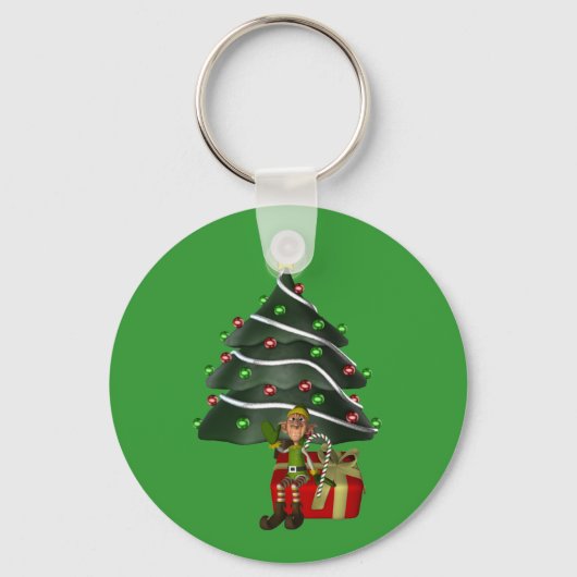 Male Elf Kerstboom Vakantie Sleutelhanger (Voorkant)