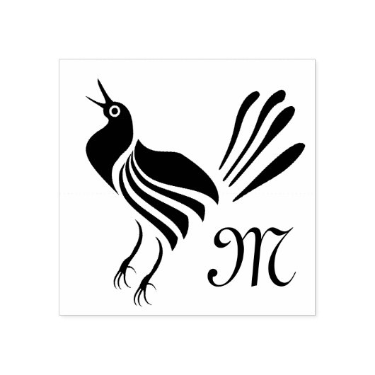 Male Grackle Black Bird Rubberstempel (Afrduk)