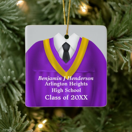 Male Grad Gown Purple et Or Ornement (Arbre)
