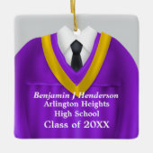 Male Grad Gown Purple et Or Ornement (Devant)