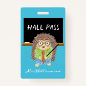 Male Hedegel Teacher Blue Hall Pass Badge (Voorkant)