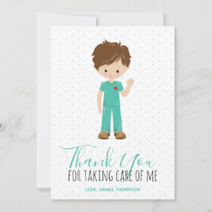Male Nurse Blue Typography Polka Dot Bedankkaart