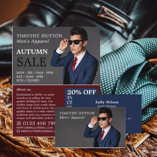 Male Pose, Men's Clothing Store Advertising Flyer