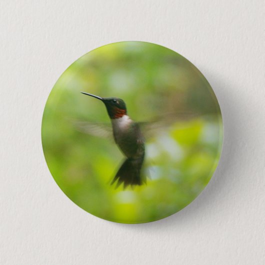 Male Ruby Throat Hummingbird Button (Voorkant)