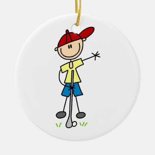 Male Stick Figuur Golfer Keramisch Ornament (Voorkant)
