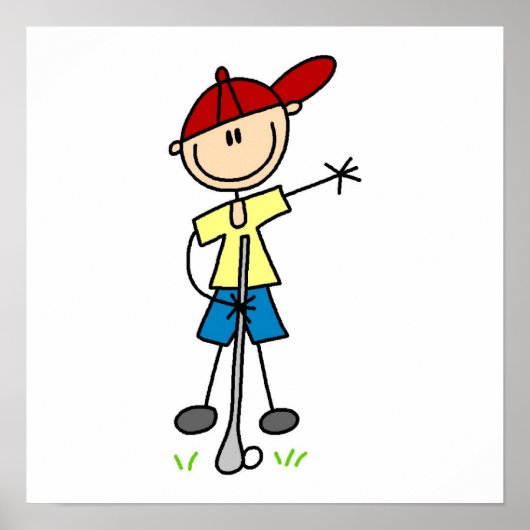 Male Stick Figuur Golfer Poster (Voorkant)